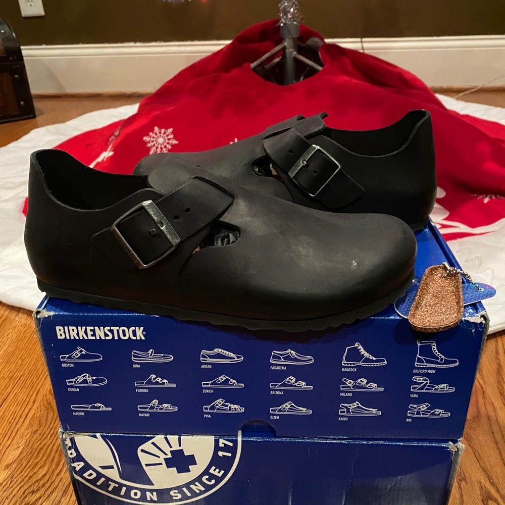 Birkenstock London Womens black leather 10 medium new